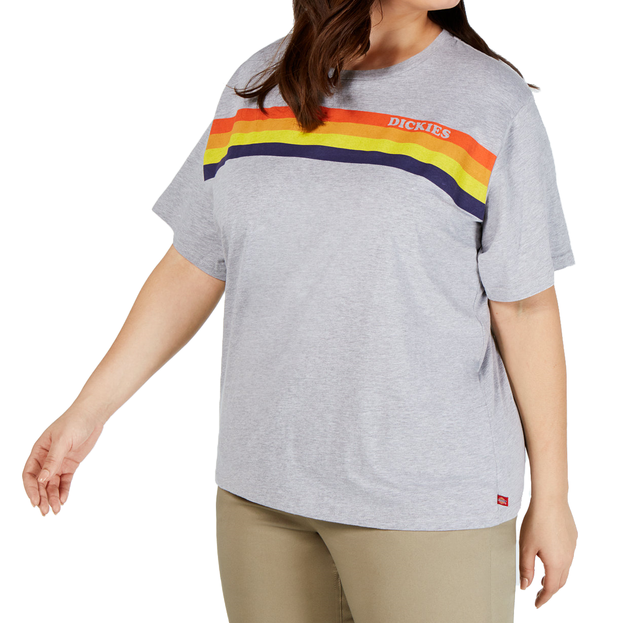 Dickies Women Plus Juniors Trendy Cotton Rainbow Logo T Shirt Heather Grey