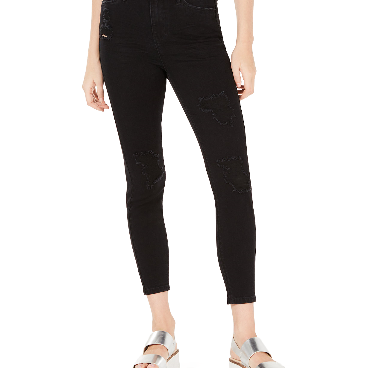 Vanilla Star Women Ripped Black High Rise Skinny Jeans Black