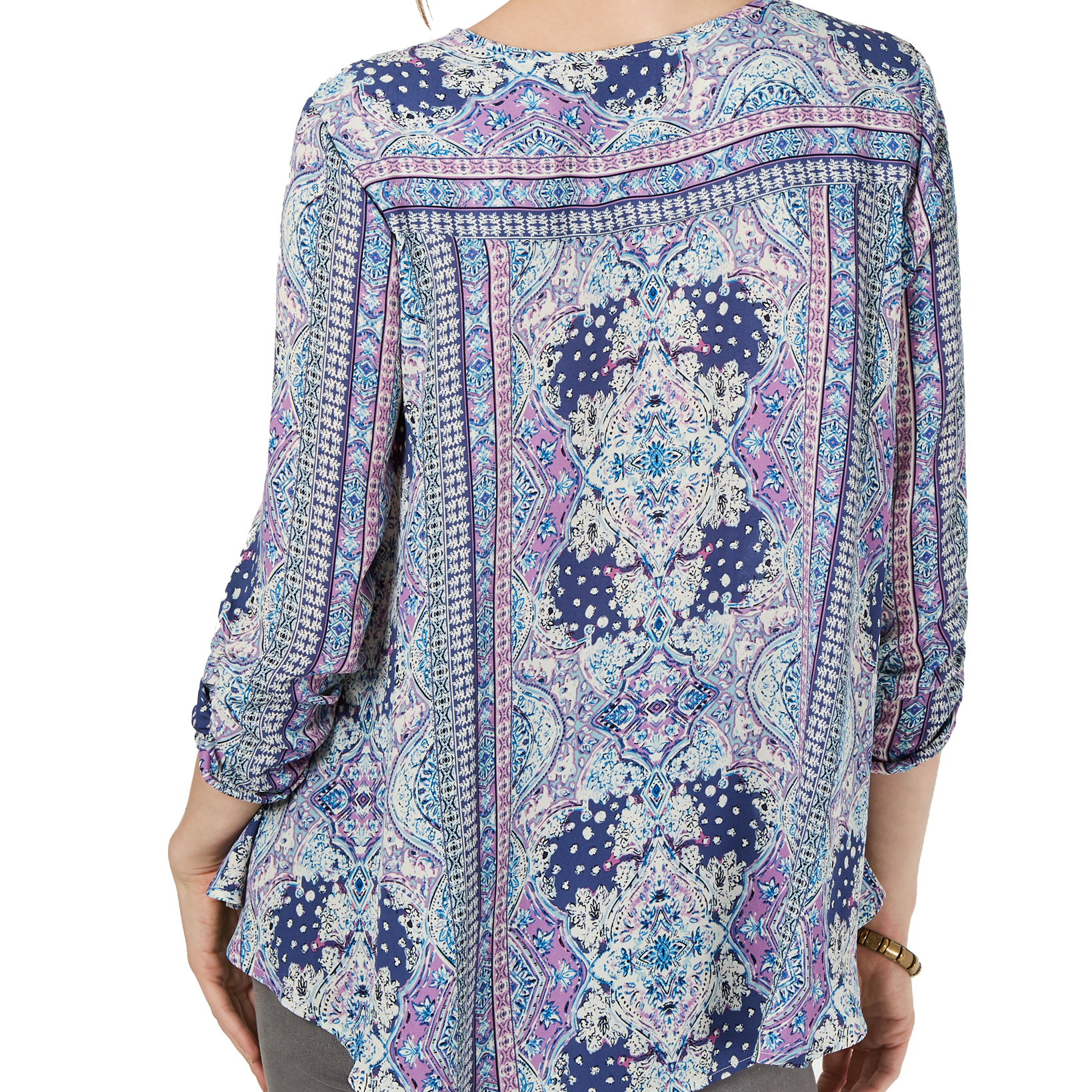Style & Co Women Petite Printed Swing Blouse