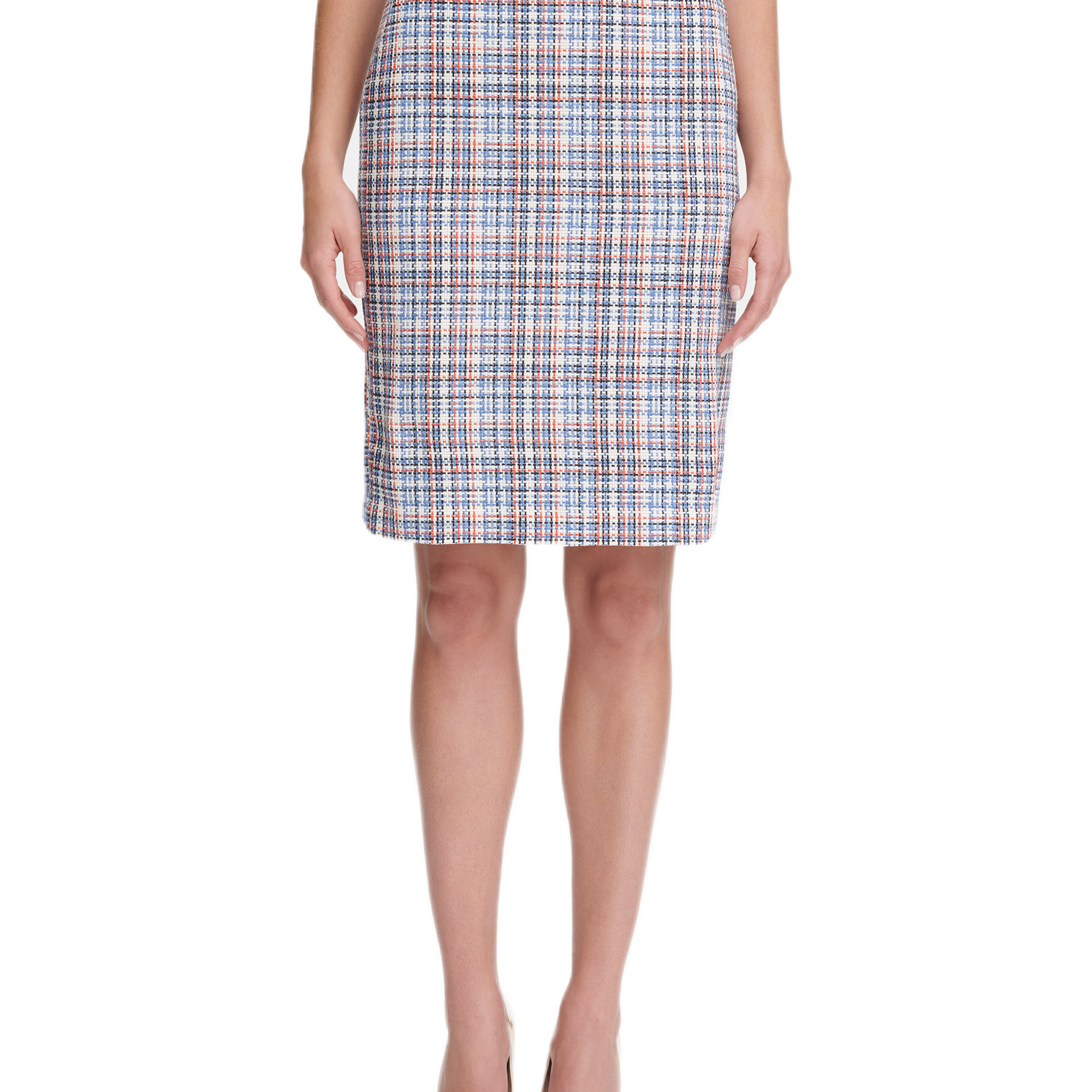 Tommy Hilfiger Women Tweed Pencil Skirt Blue Ivory