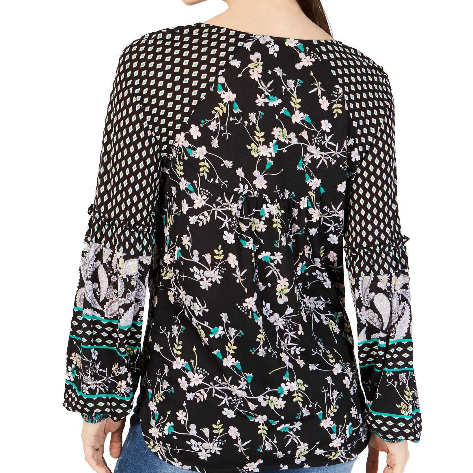 Style & Co Mixed Print Tie Front Top