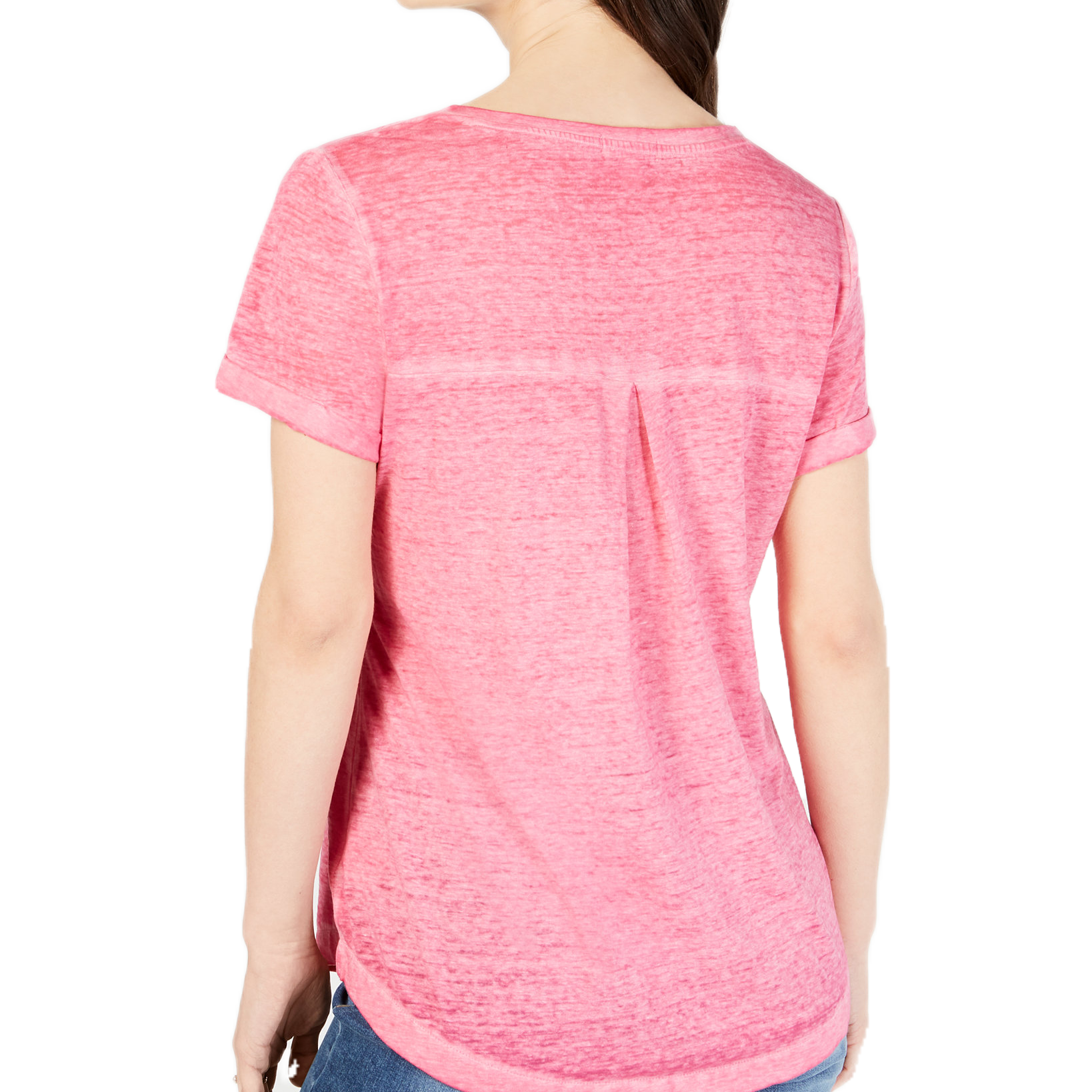 Style & Co Women Petite Burnout V Neck T Shirt