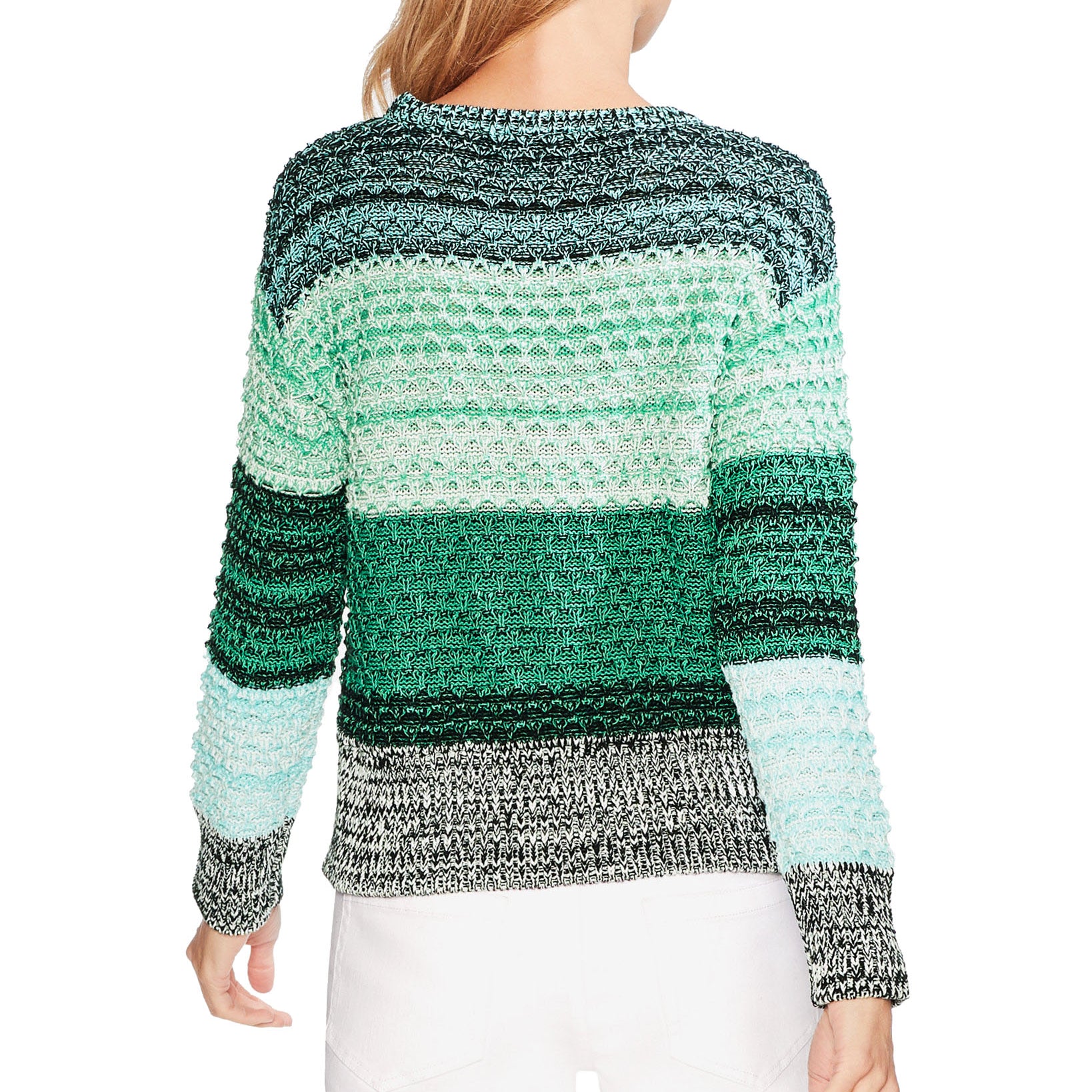 Vince Camuto Women Colorblock Crewneck Striped Sweater