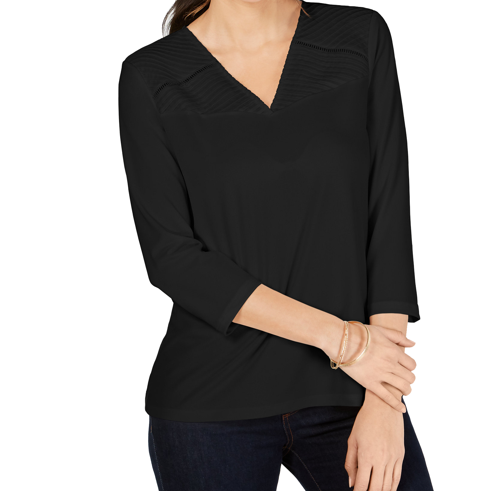 Charter Club Pintucked Top Deep Black