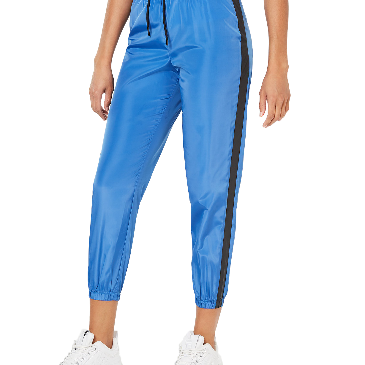 Waisted Women Parachute Cropped Jogger Pants Blue