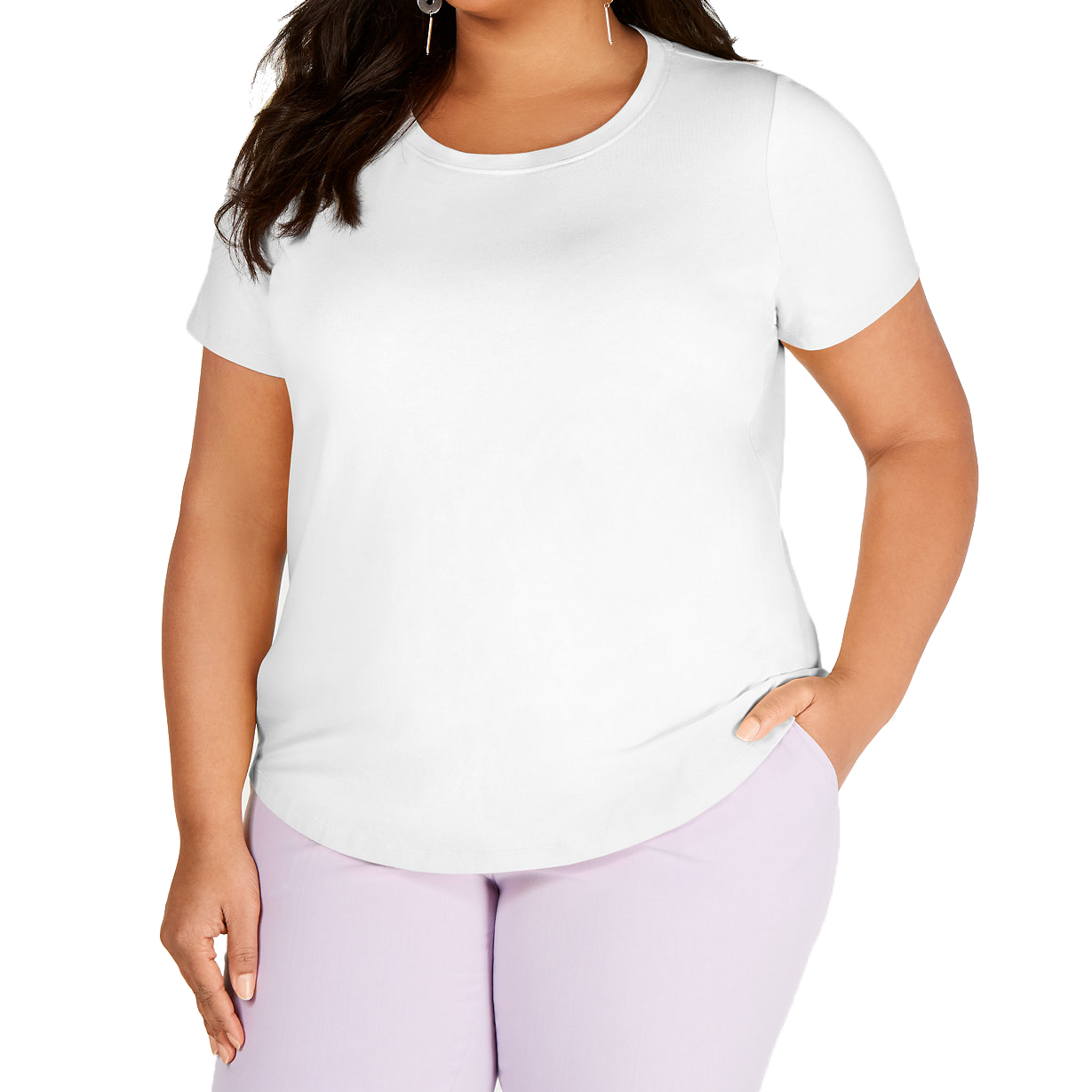 Bar III Women Plus Trendy Crewneck T Shirt White