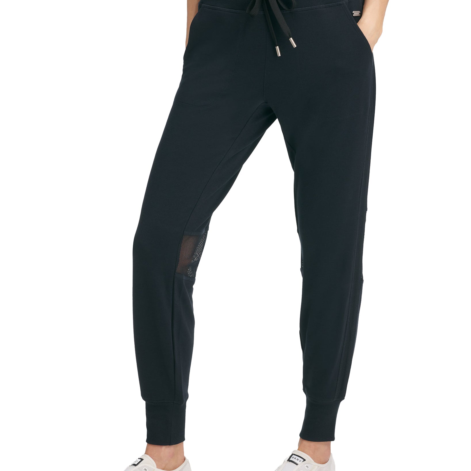 DKNY Women Sport Mesh Trimmed Cropped Joggers Black