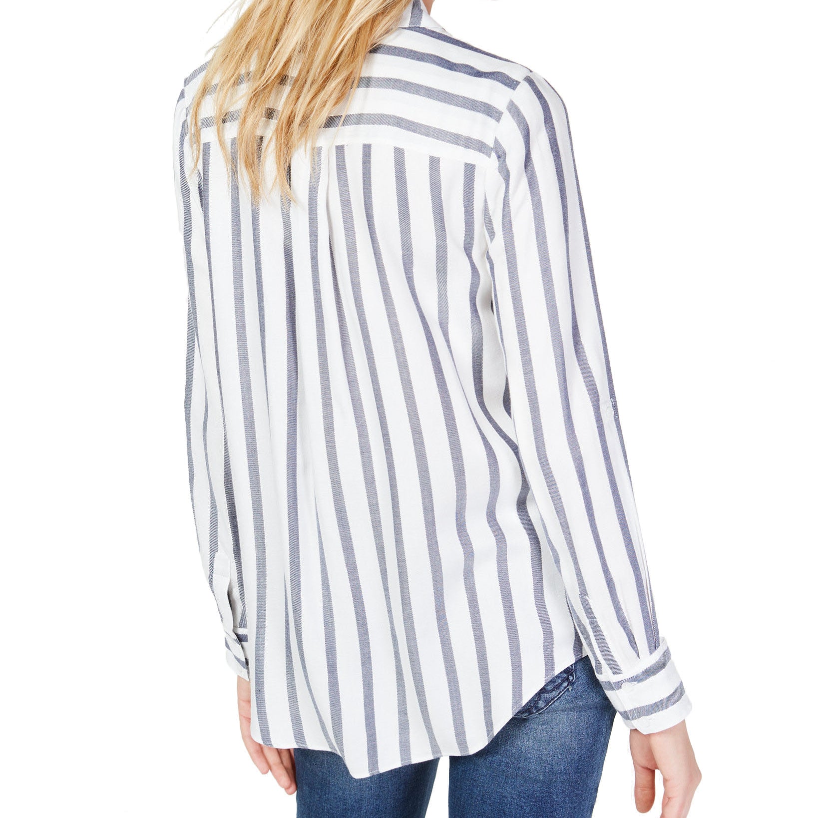 INC International Concepts Women Metallic Stripe Shirt