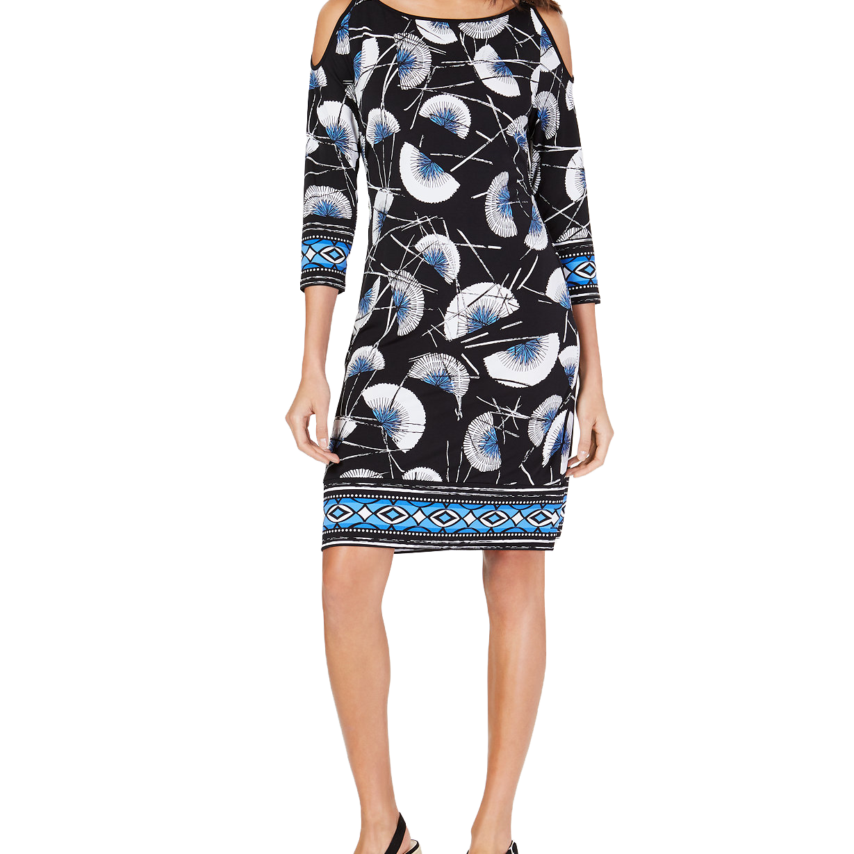JM Collection Embellished Cold Shoulder Dress Floral Fanfare