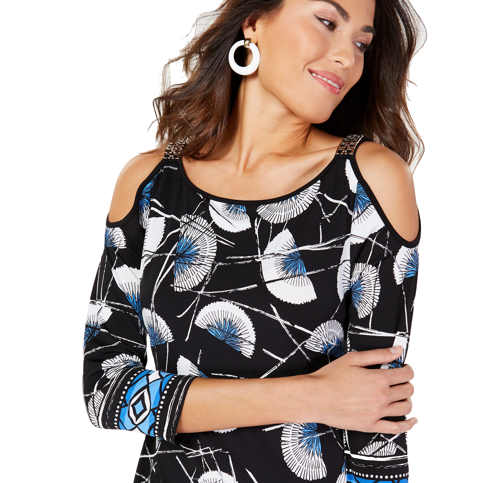 JM Collection Embellished Cold Shoulder Dress