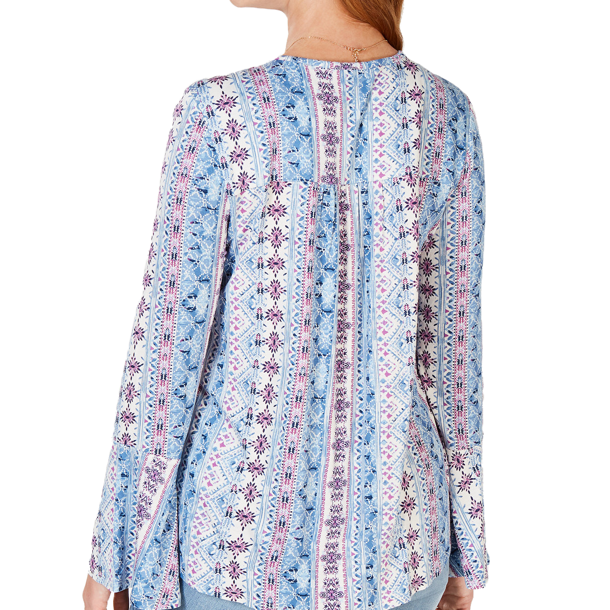 Style & Co Women Printed Surplice Bell Sleeve Top