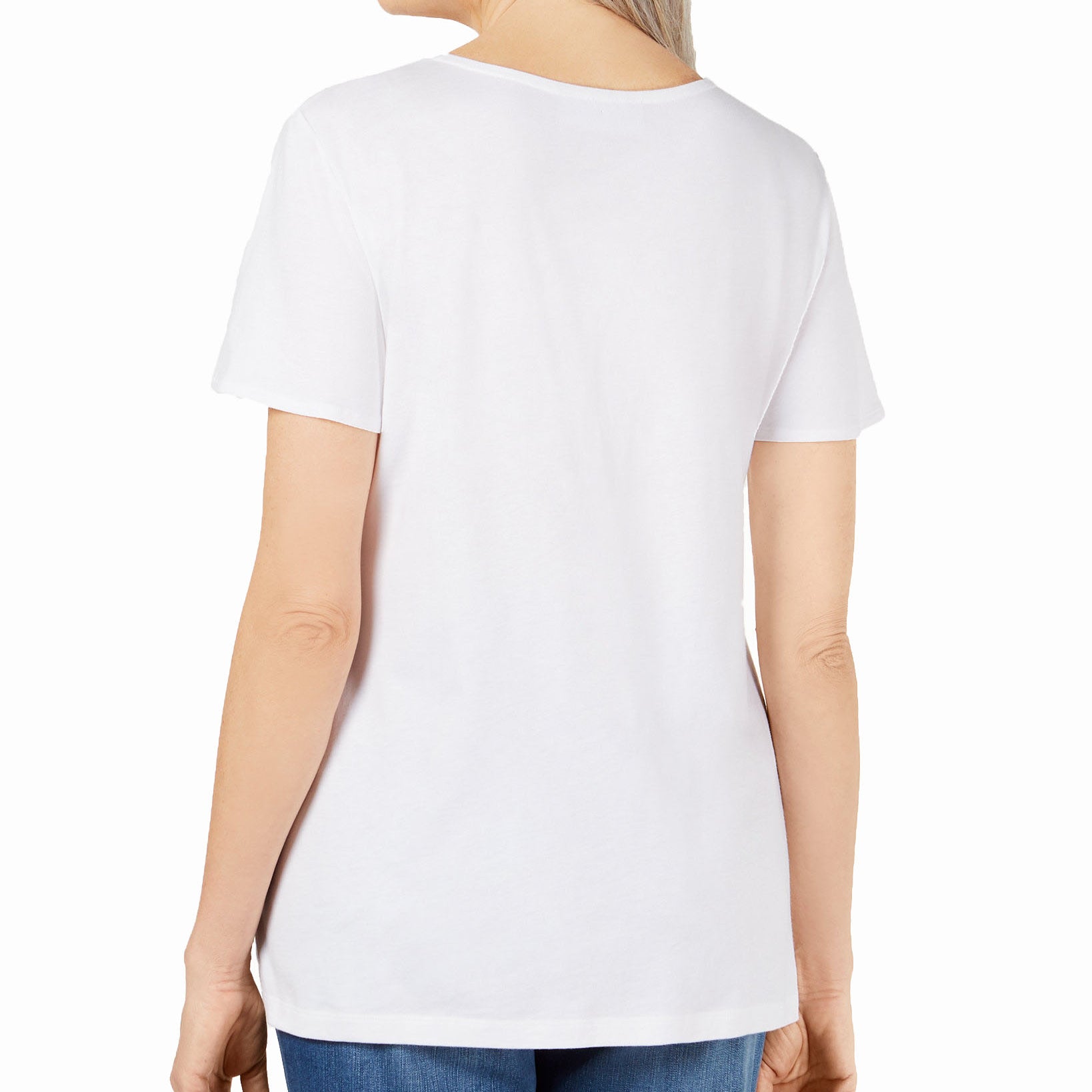 Karen Scott Women Basketweave Trim Flutter Sleeve Top