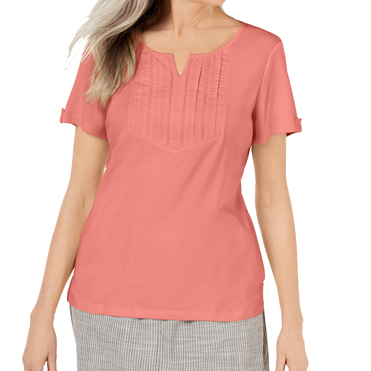 Karen Scott Women Split Neck Top