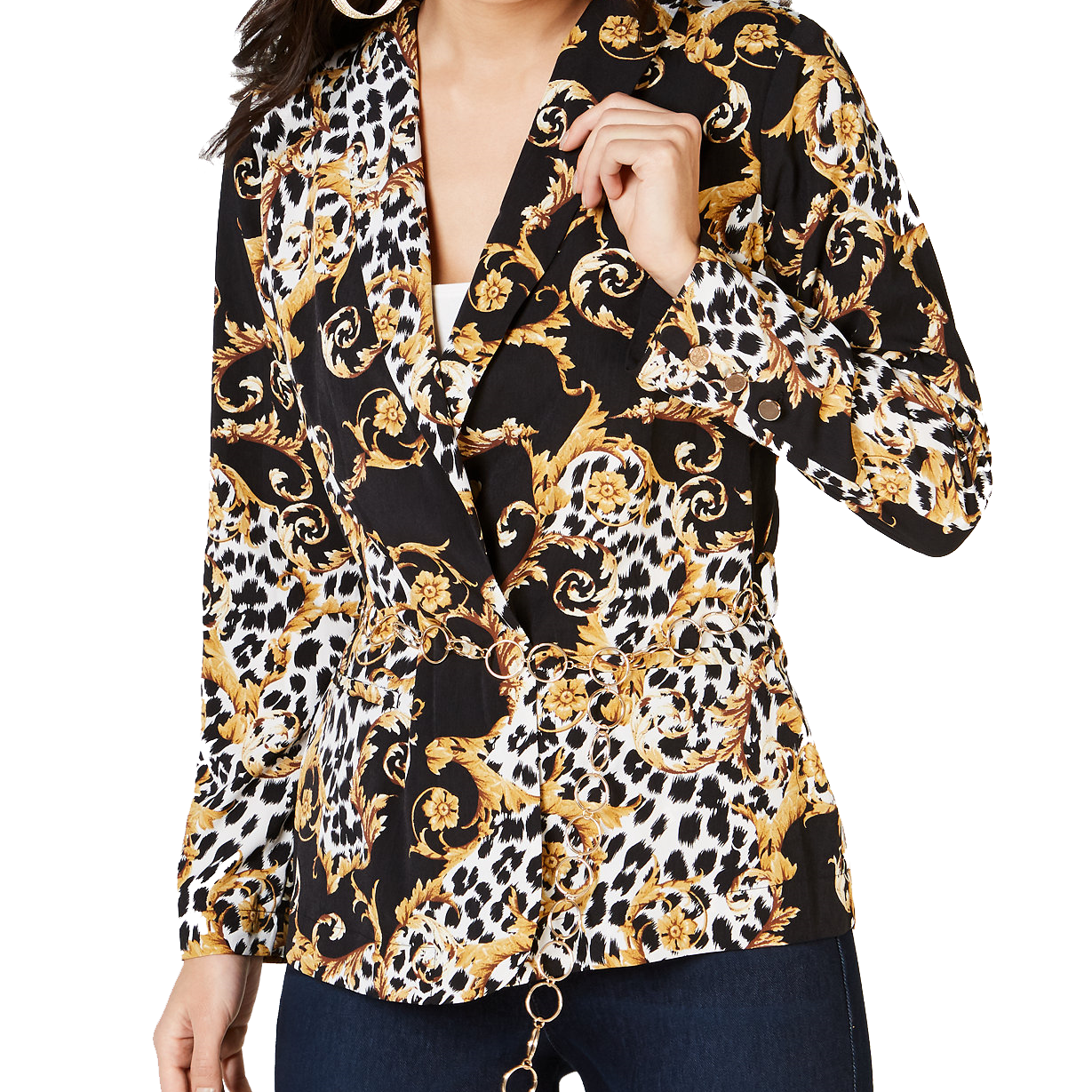 Thalia Sodi Women Belted Blazer Animal Status