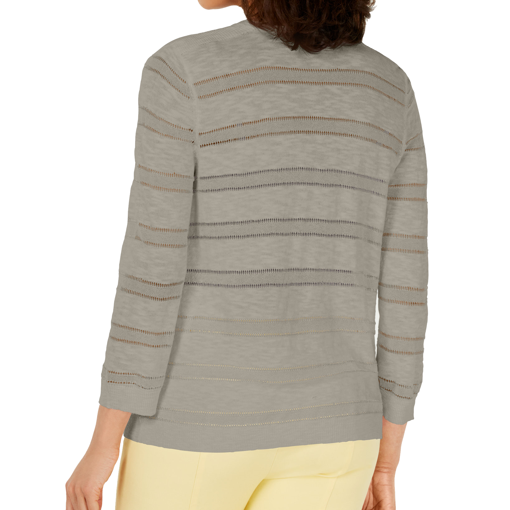 Charter Club Women Petite Pointelle Stripe Cardigan