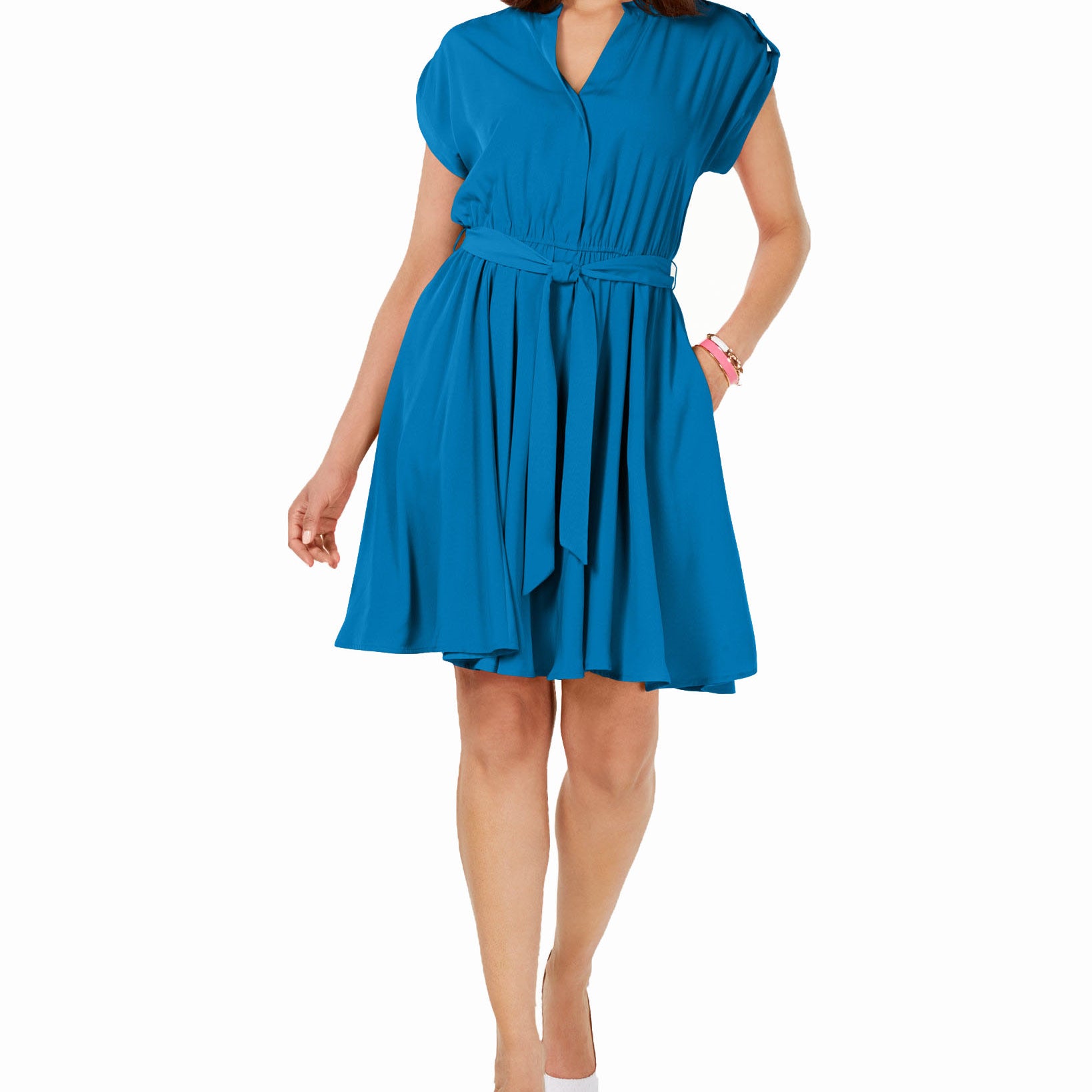 Charter Club Women Belted Dress Turquoise Seas