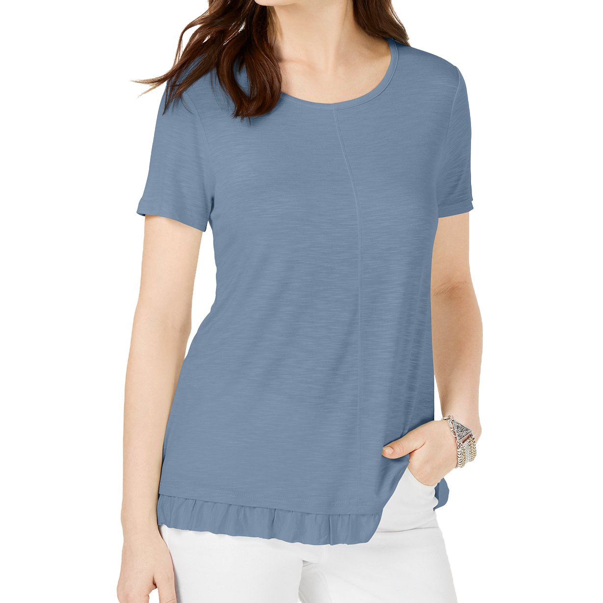 Style & Co Women Petite Ruffled Hem Top