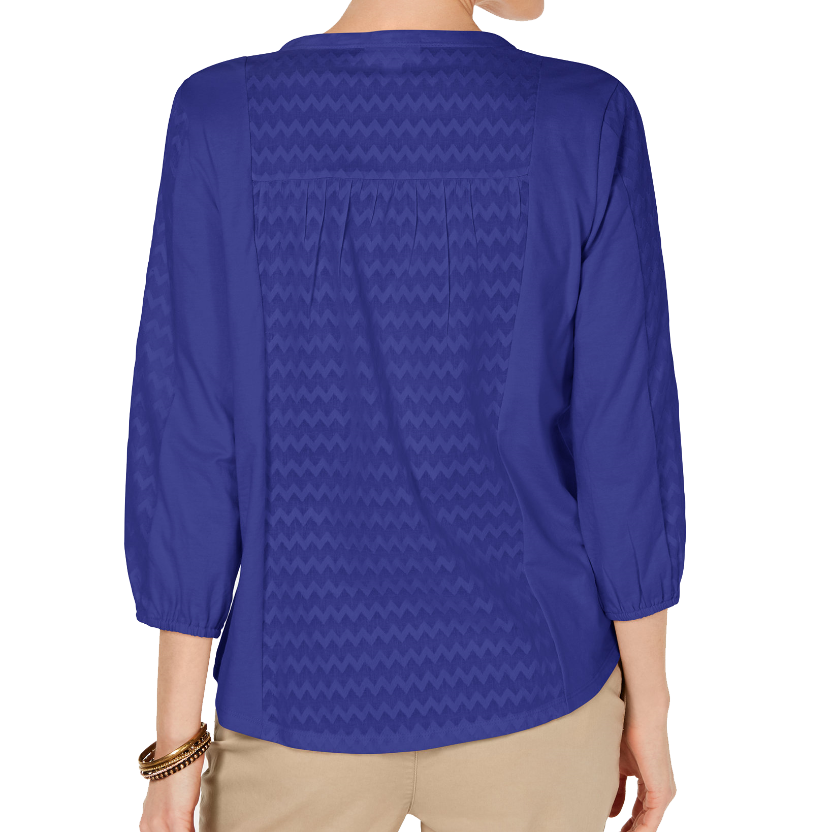 Style & Co Women Ladder Trim Bubble Sleeve Top