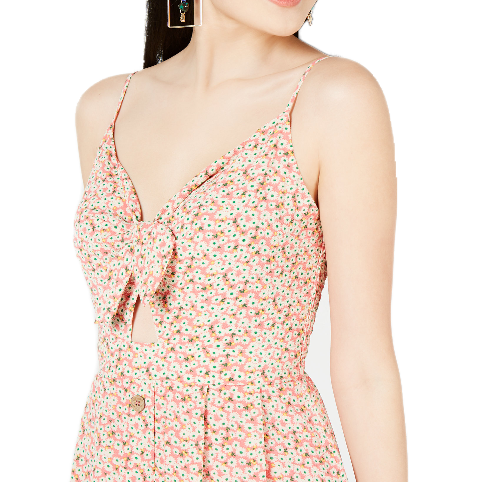 City Studios Women Tie Front Cutout Midi Dress