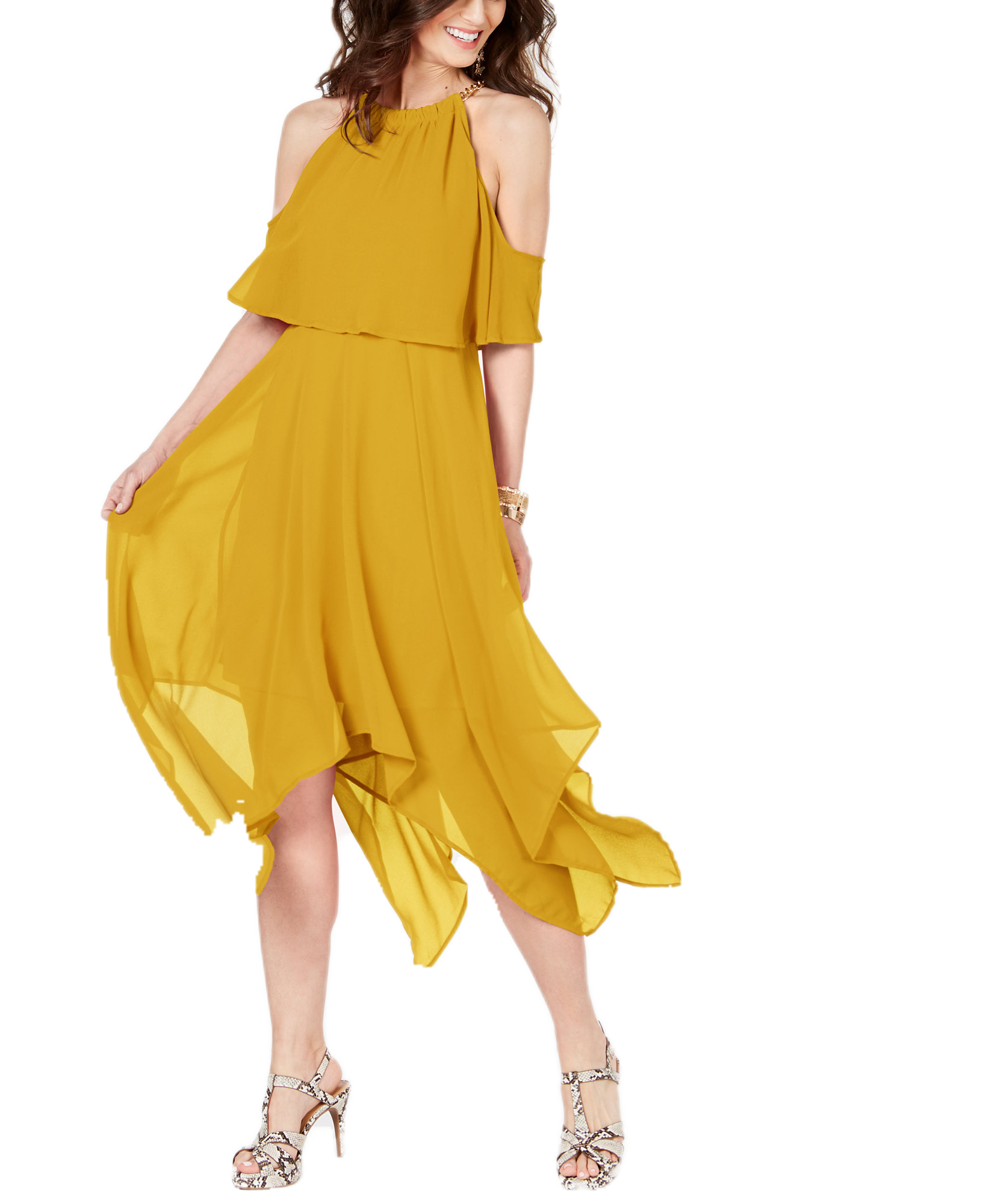 Thalia Sodi Women Chain Neck Off The Shoulder Maxi Dress