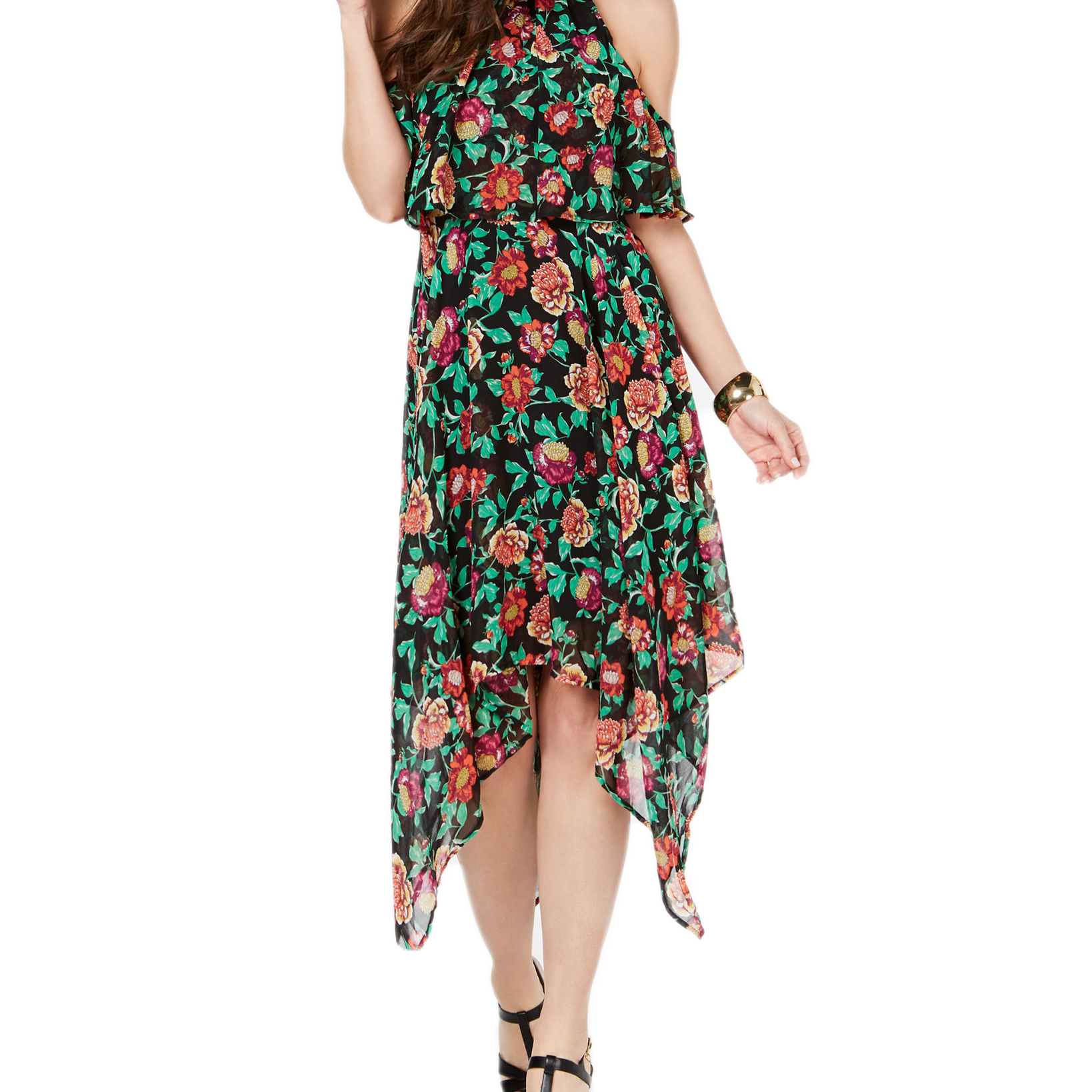 Thalia Sodi Women Chain Neck Off The Shoulder Maxi Dress Rose Floral