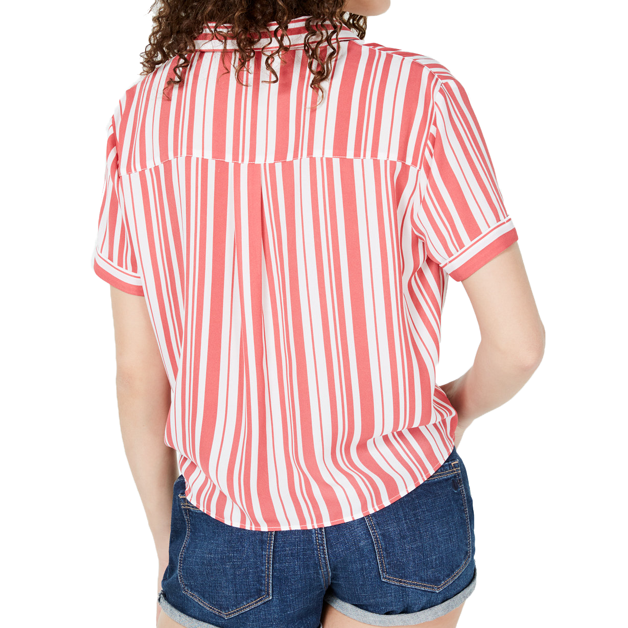 Hippie Rose Women Striped Tie Front Camp Shirt