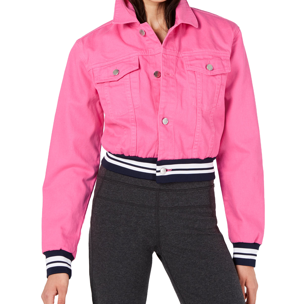 Juicy Couture Women Denim Varsity Jacket Cotton Candy