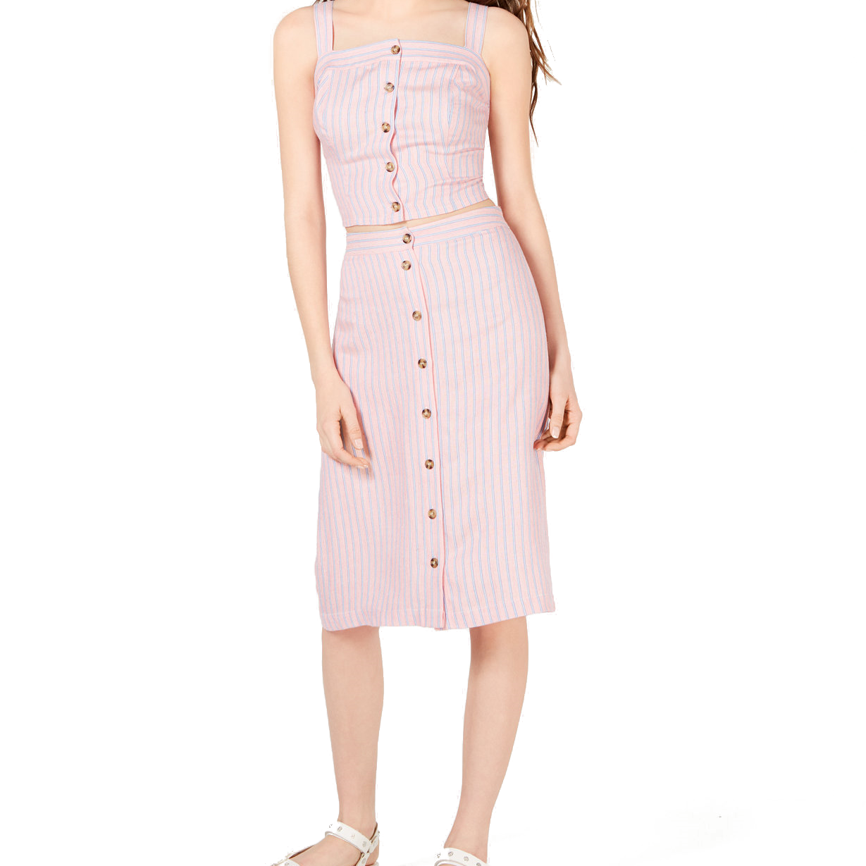 Ultra Flirt Women Striped Button Front Skirt