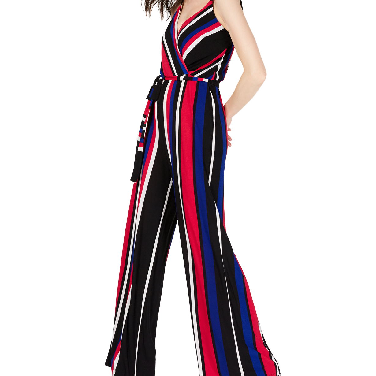 INC International Concepts Women Petite Striped Jumpsuit
