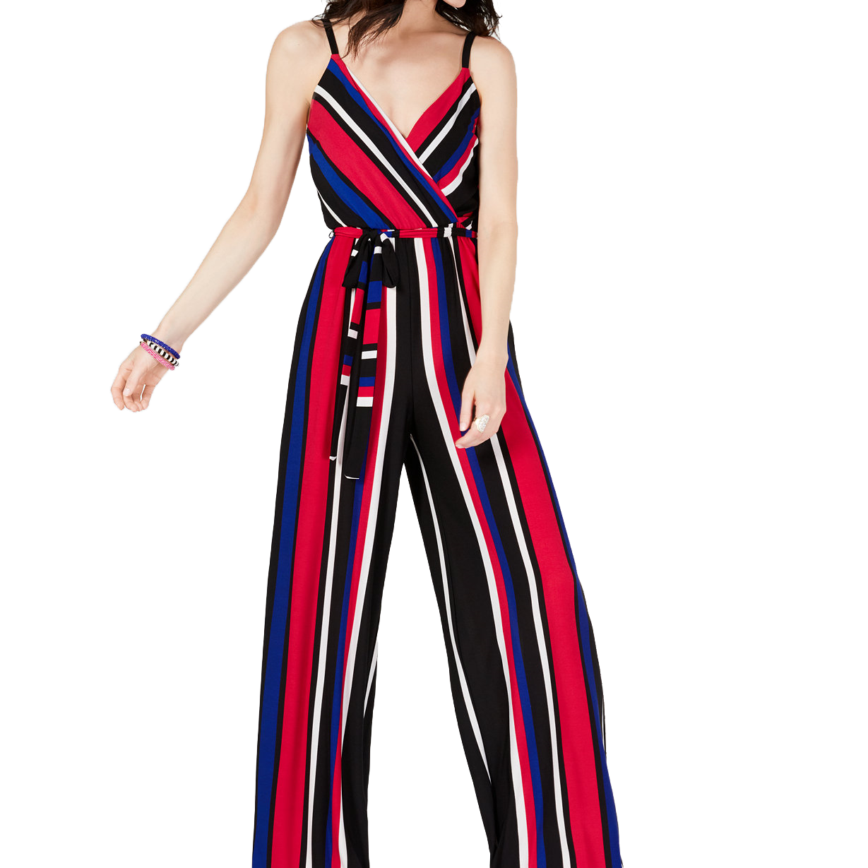 INC International Concepts Women Petite Striped Jumpsuit Mix Match Stripe