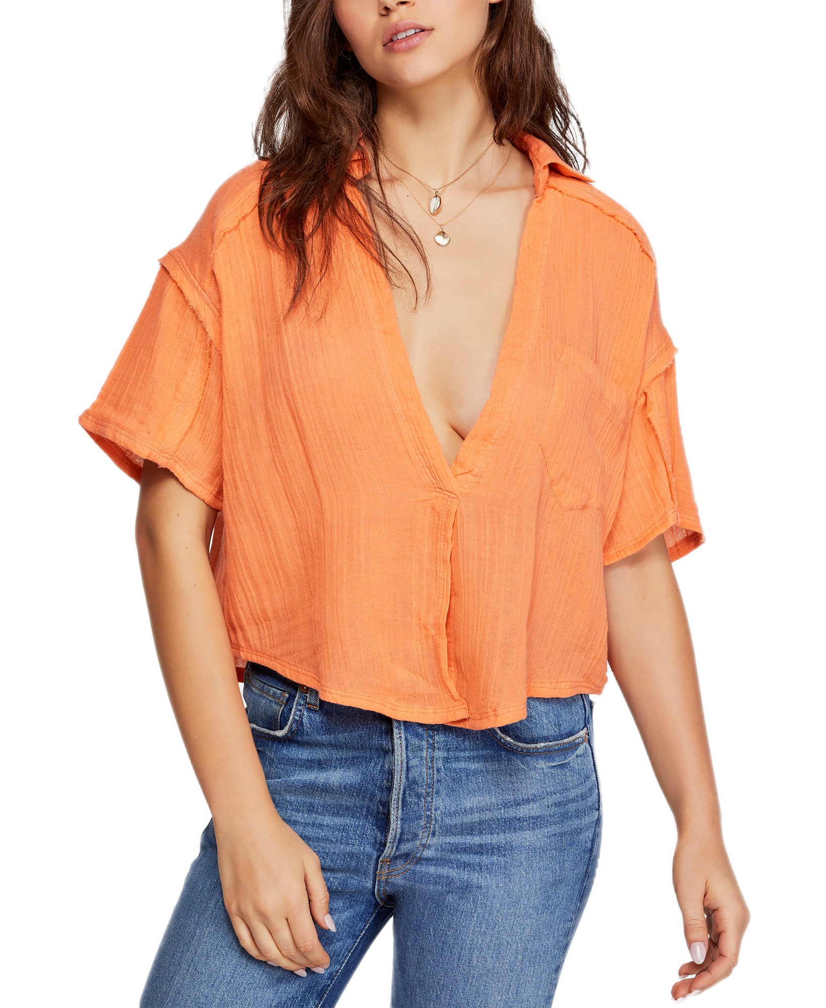 Free People Women Full Of Light Cotton Tie Front Shirt Paloma