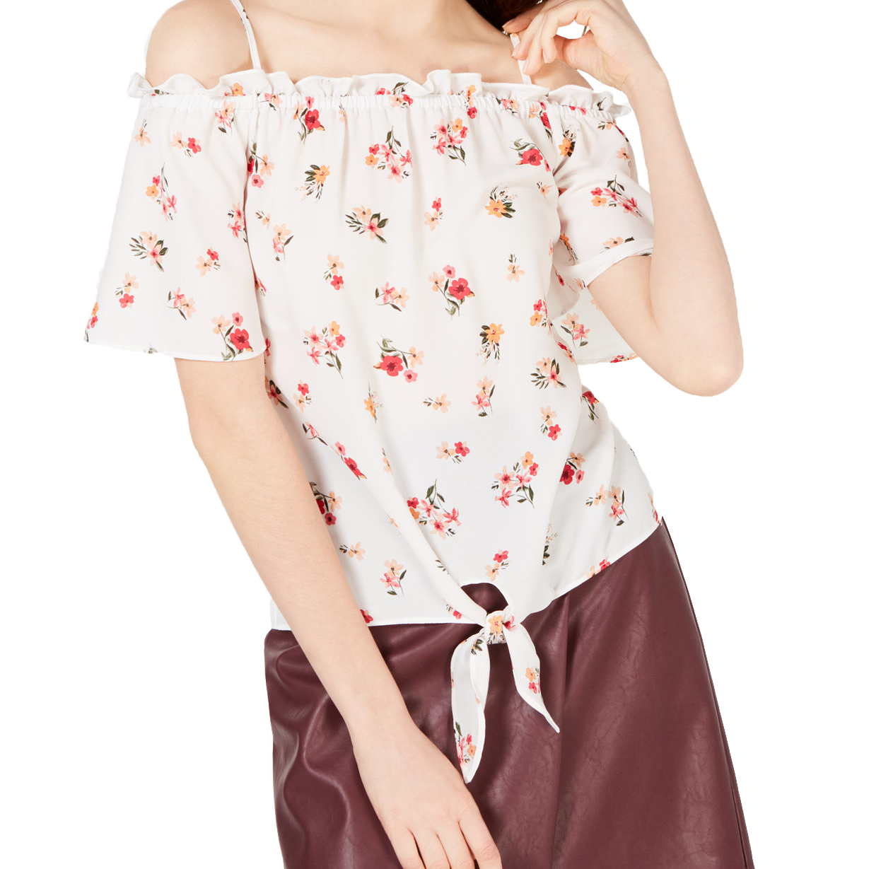 Hippie Rose Women Printed Off The Shoulder Top Ivory Floral