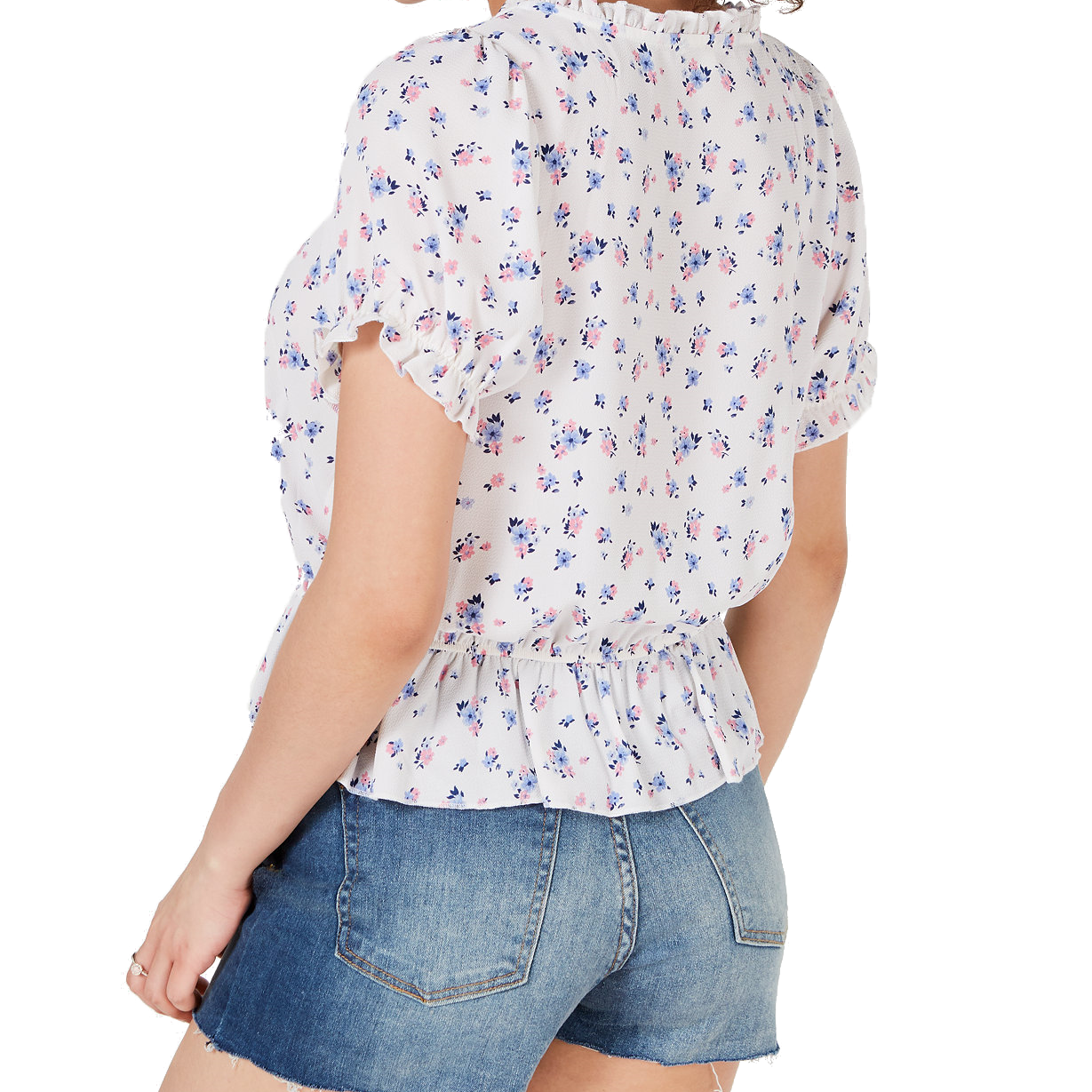 Ultra Flirt Women Printed Ruffled Cap Sleeve Top