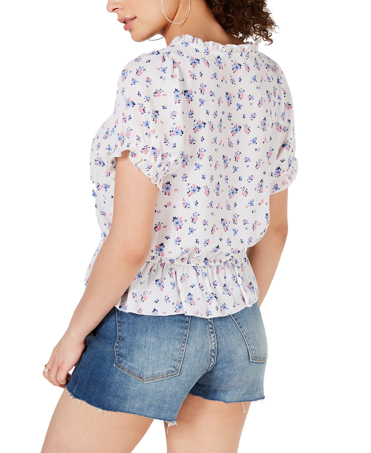 Ultra Flirt Women Printed Ruffled Cap Sleeve Top