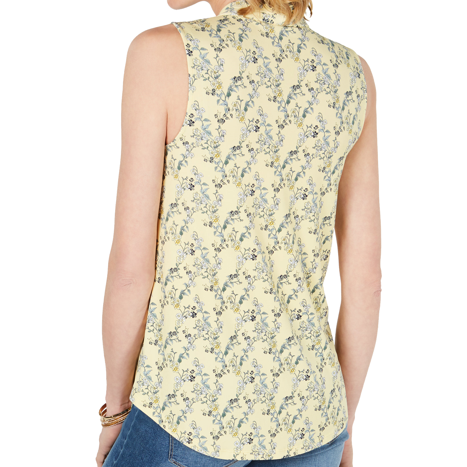 Charter Club Women Petite Printed Pleat Neck Top