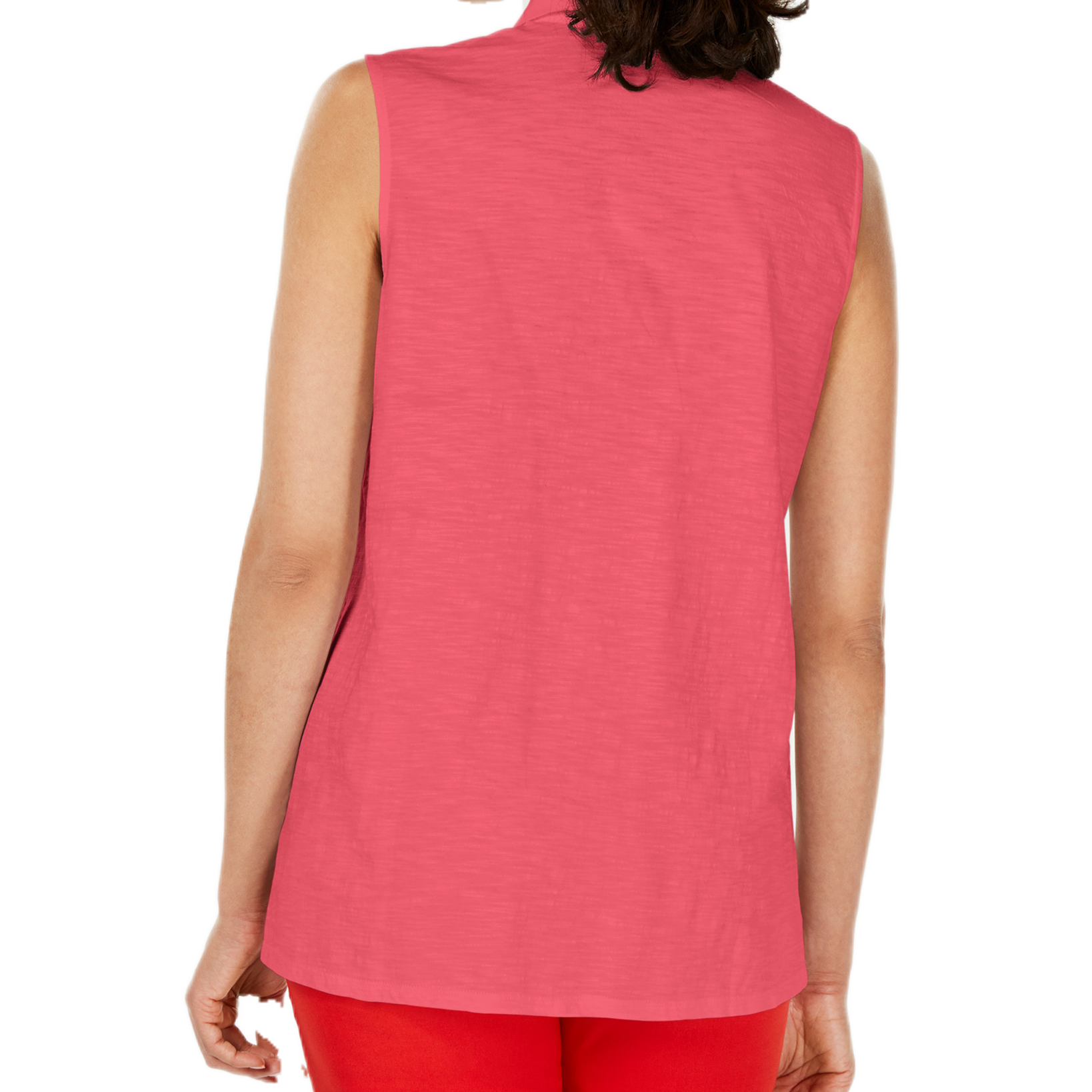 Charter Club Women Sleeveless Button Front Textured Linen Top