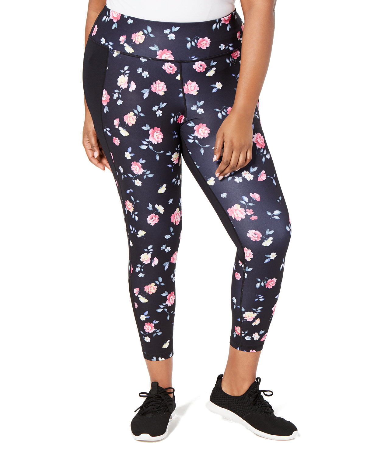 Ideology Women Plus Ditsy Floral Printed Leggings Noir