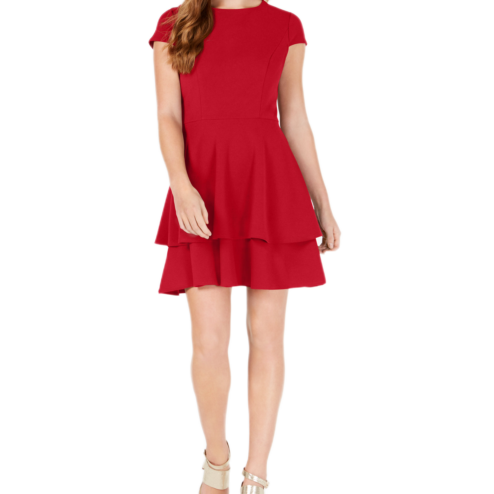 B Darlin Women Ruffled Bow Back Fit & Flare Dress