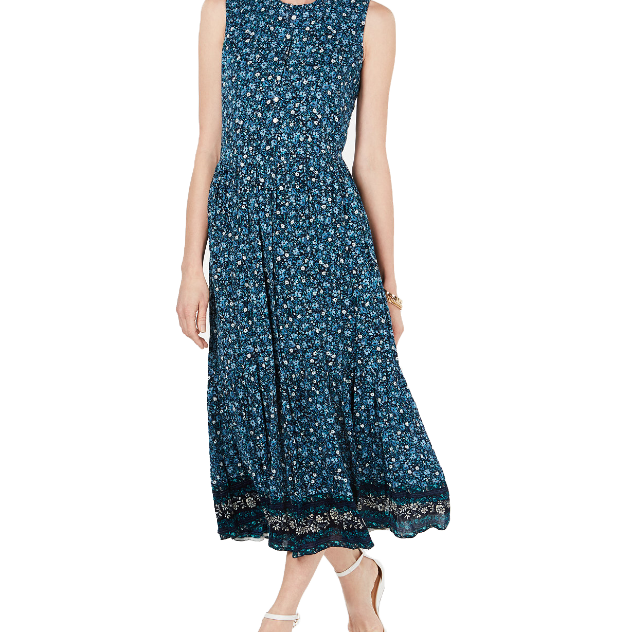 Style & Co Printed Sleeveless Tiered Maxi Dress