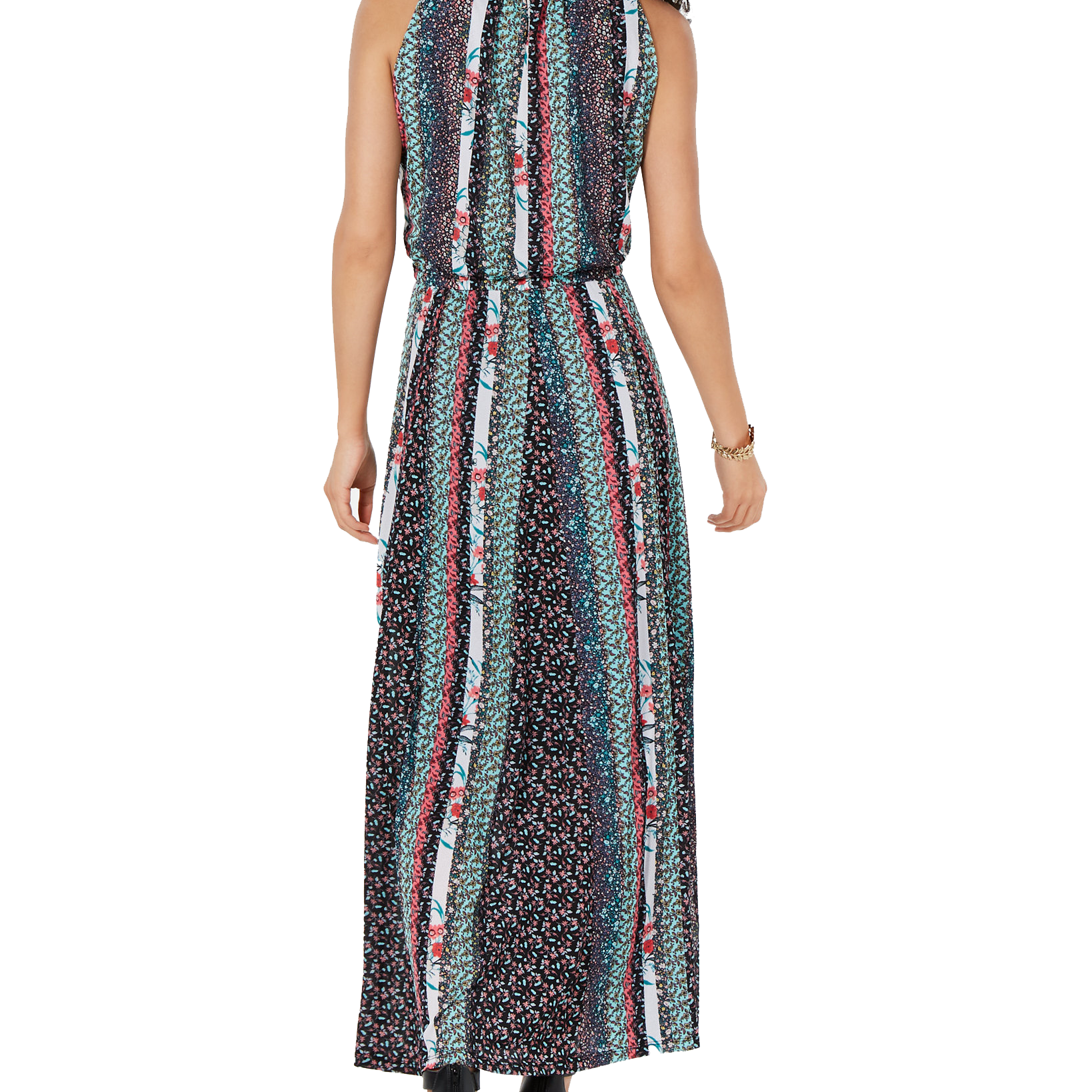 Style & Co Printed Split Neck Sleeveless Maxi Dress