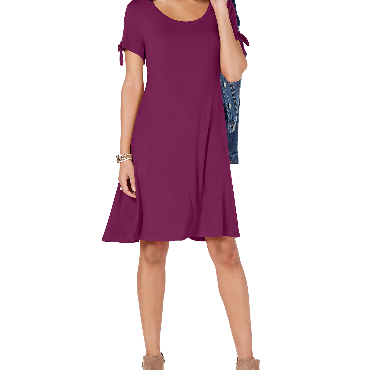 Style & Co Tie Sleeve Dress Magenta Blossom