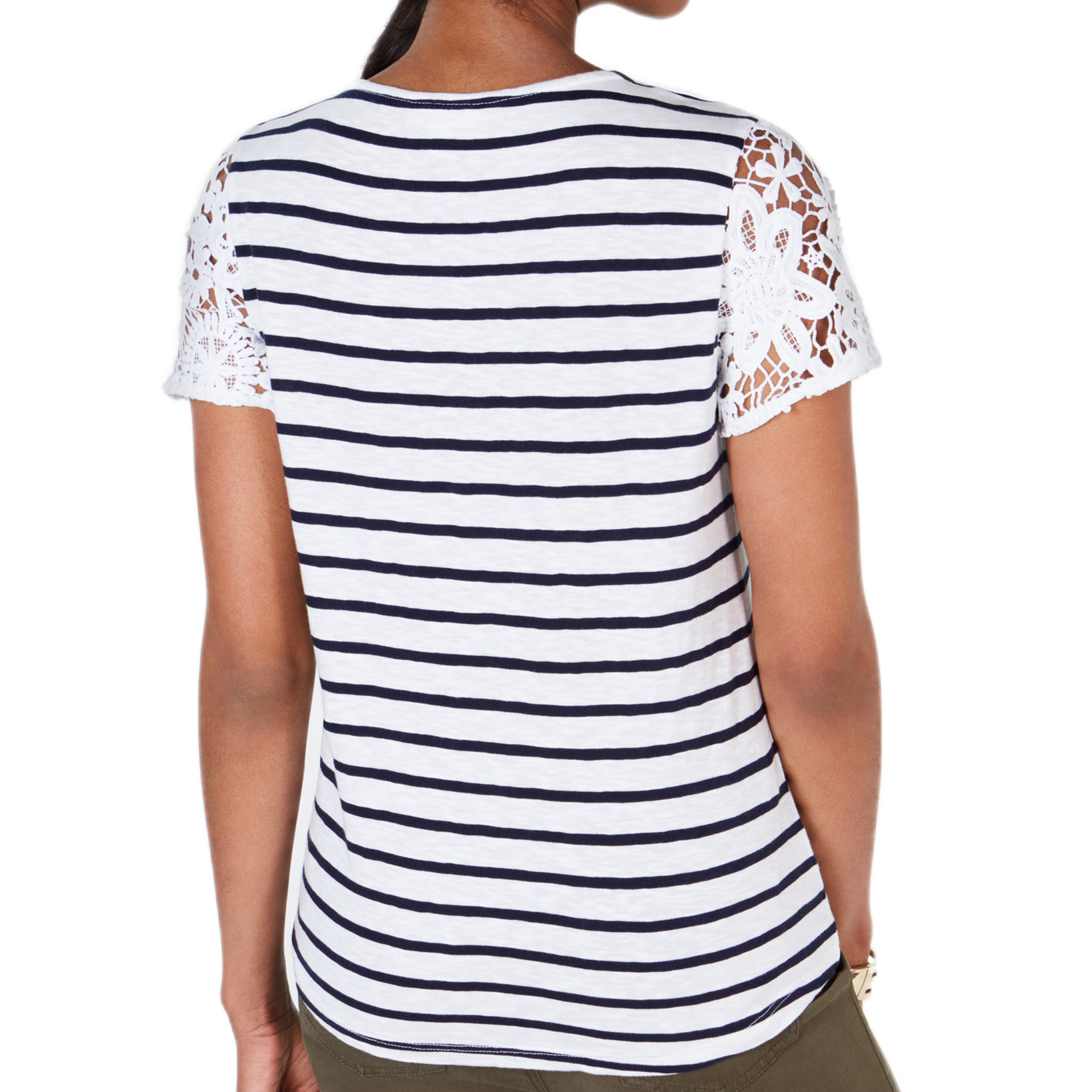 Charter Club Women Petite Embroidered Striped Top