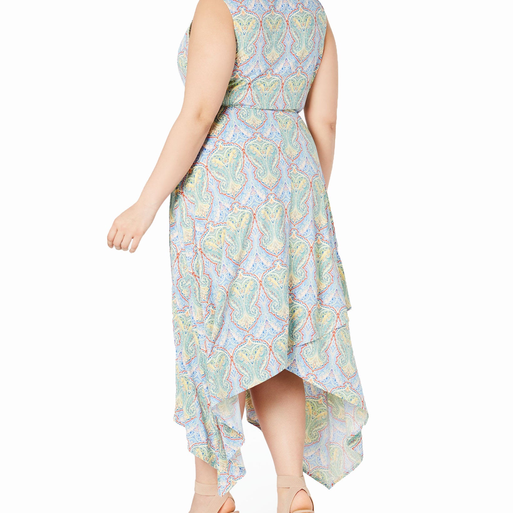 Love Squared Women Plus Trendy Paisley Handkerchief Hem Dress