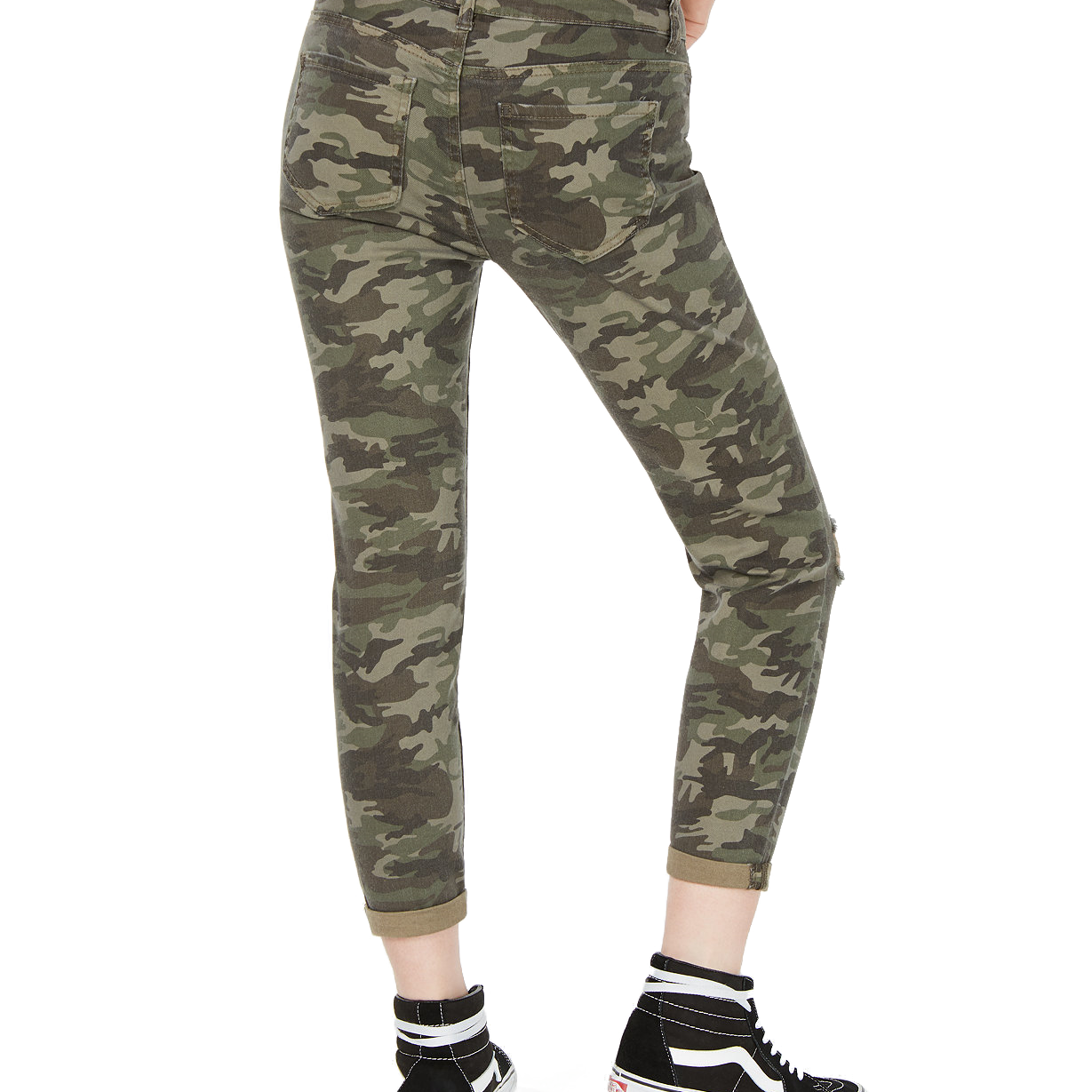 Vanilla Star Women Ripped Camo Cropped Skinny Jeans