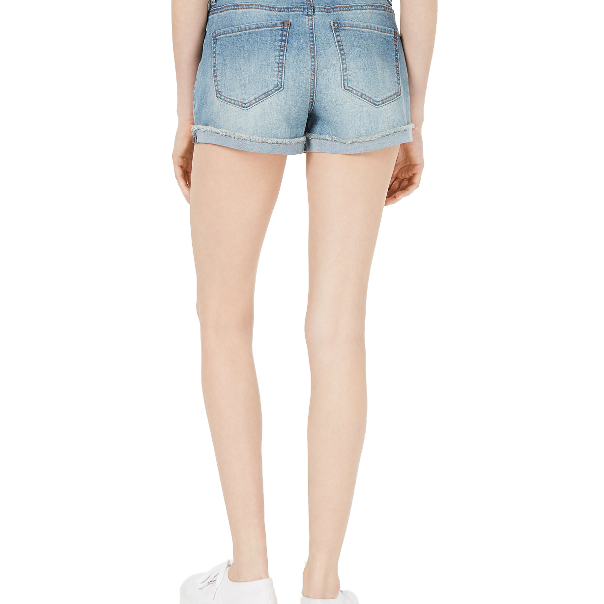 Vanilla Star Women Bandanna Belted Cuffed Denim Shorts