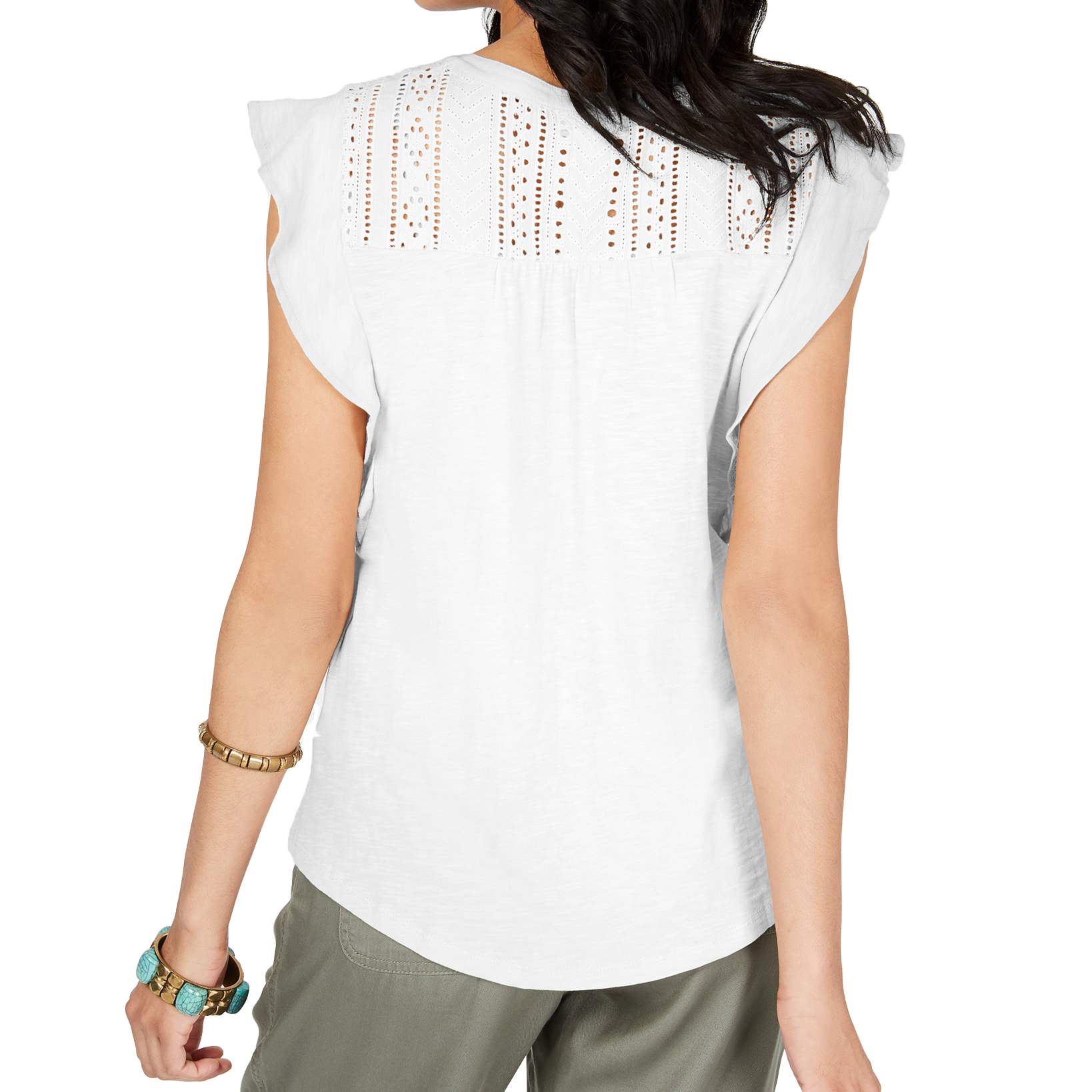 Style & Co Women Eyelet Sleeveless Shirt