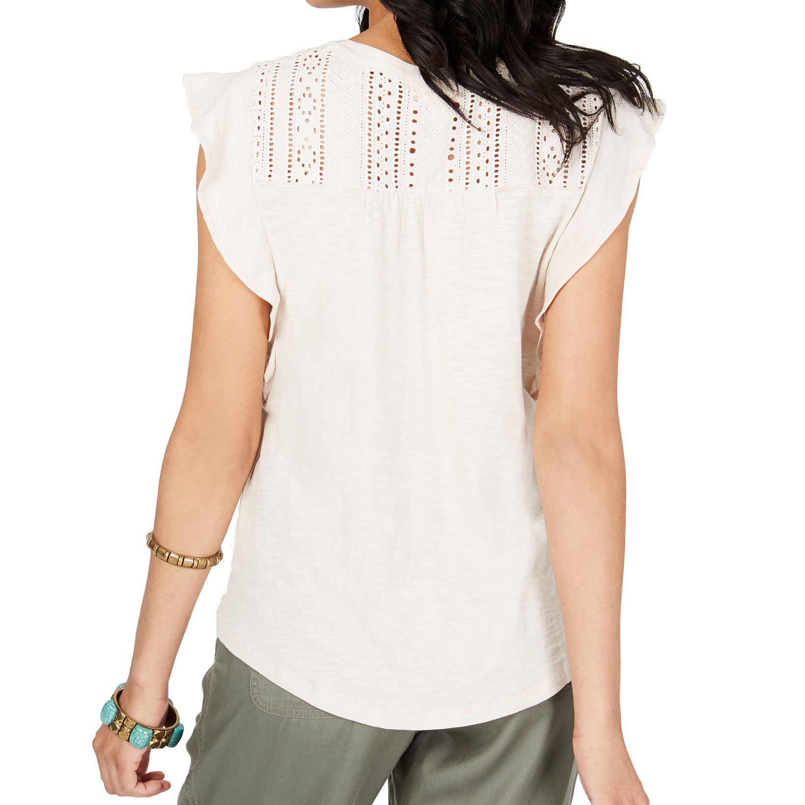 Style & Co Women Eyelet Sleeveless Shirt