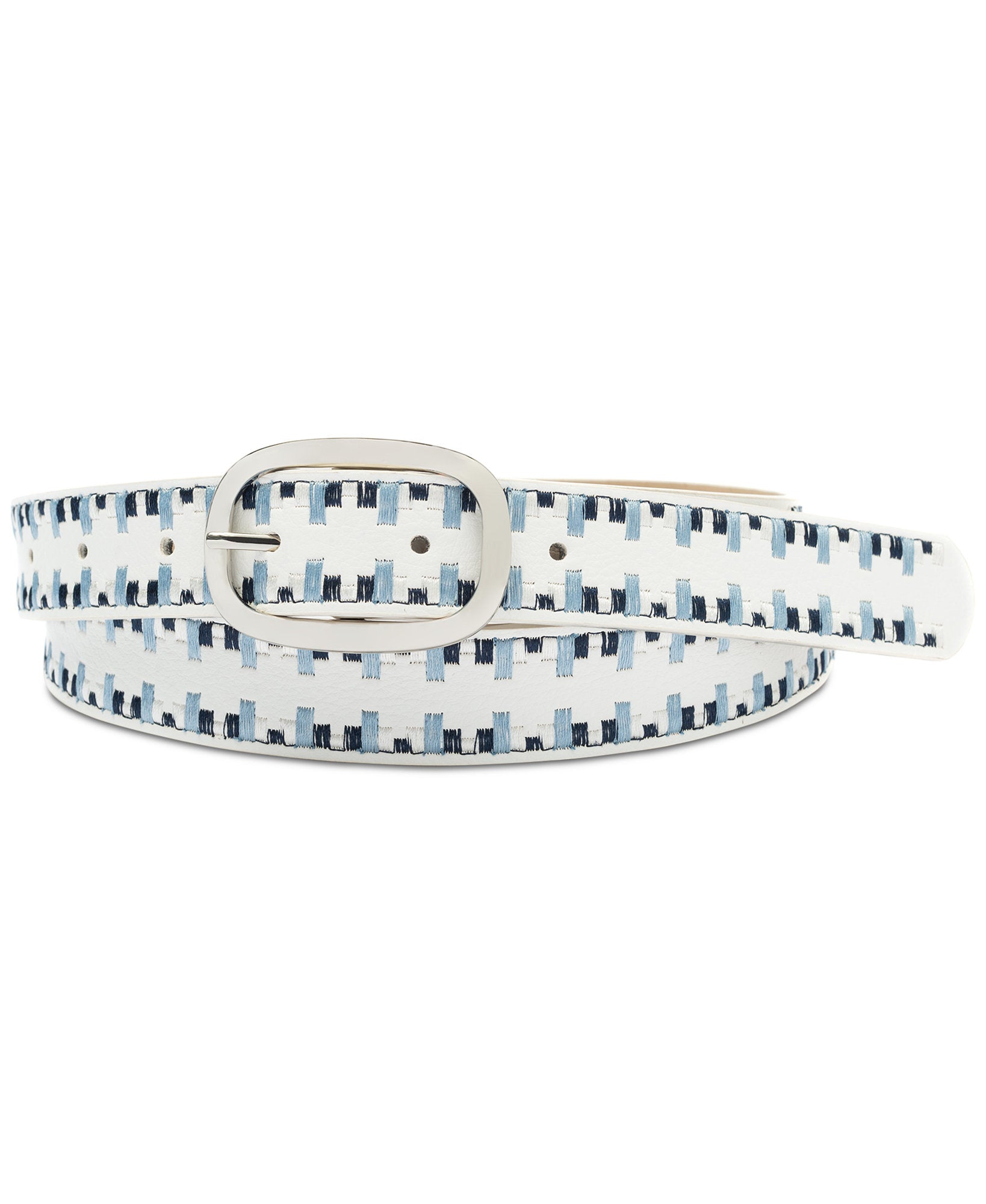 INC International Concepts Women Laced Edge Belt White