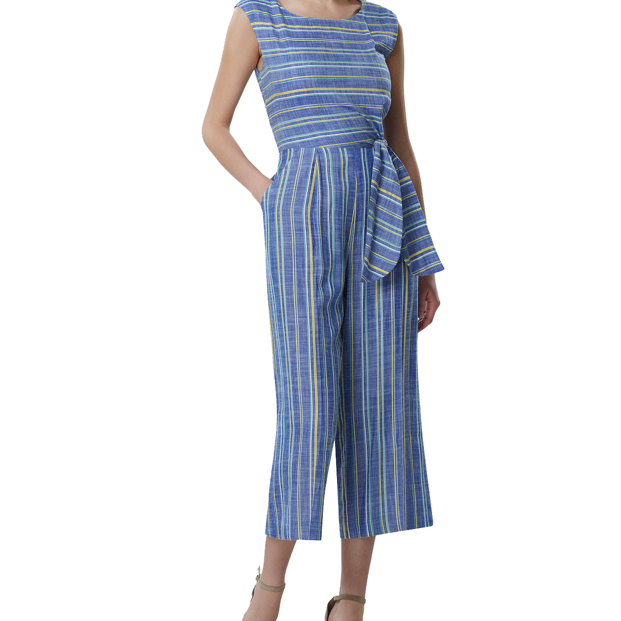 Tahari ASL Women Striped Cropped Jumpsuit