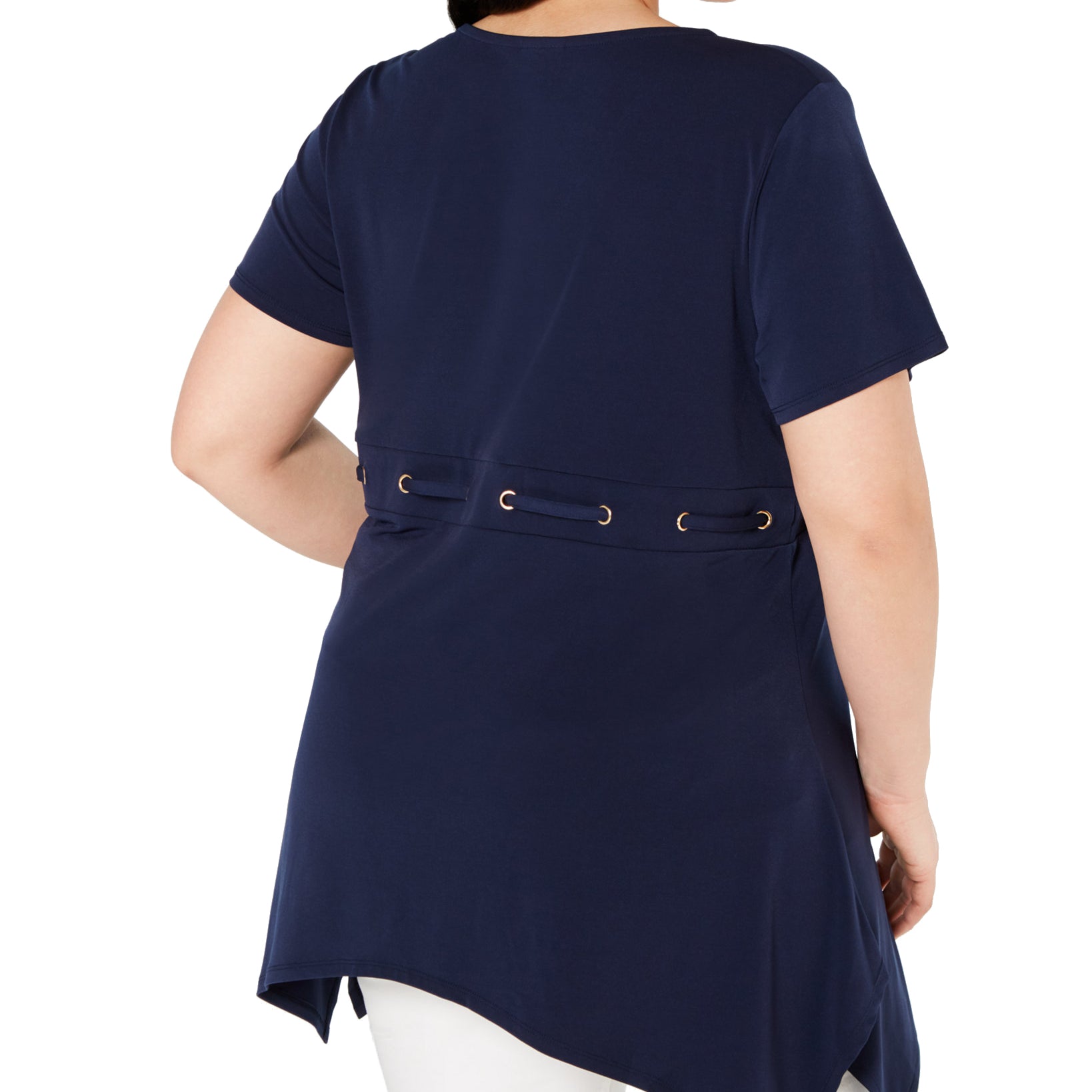 JM Collection Women Plus Embellished Handkerchief Hem Tunic